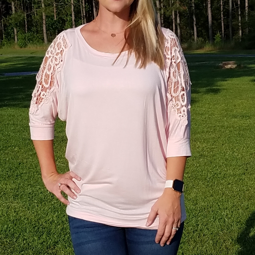 Pink top with beautiful lace detailing